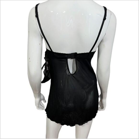 NWT Flora's Follies Sheer Black Sexy Nightie with matching thong - S - Picture 4 of 12